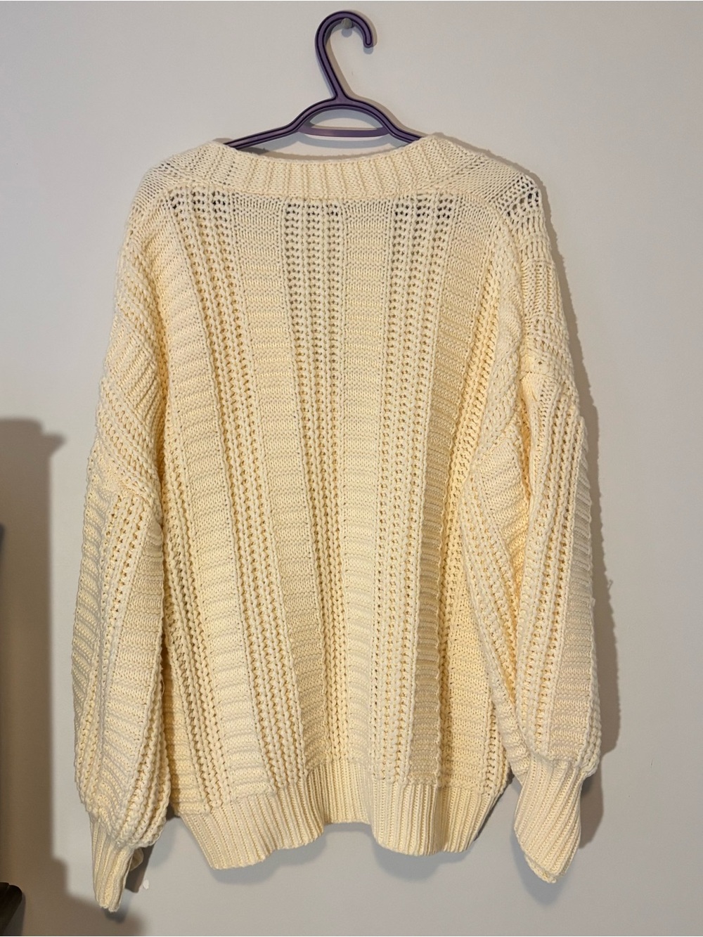 Cream Cable Knit Button-Front Women's Sweater Cardigan - Picture 3 of 3